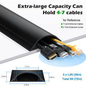 Large capacity model fits 4 to 7 cables for tidy, organized floors.