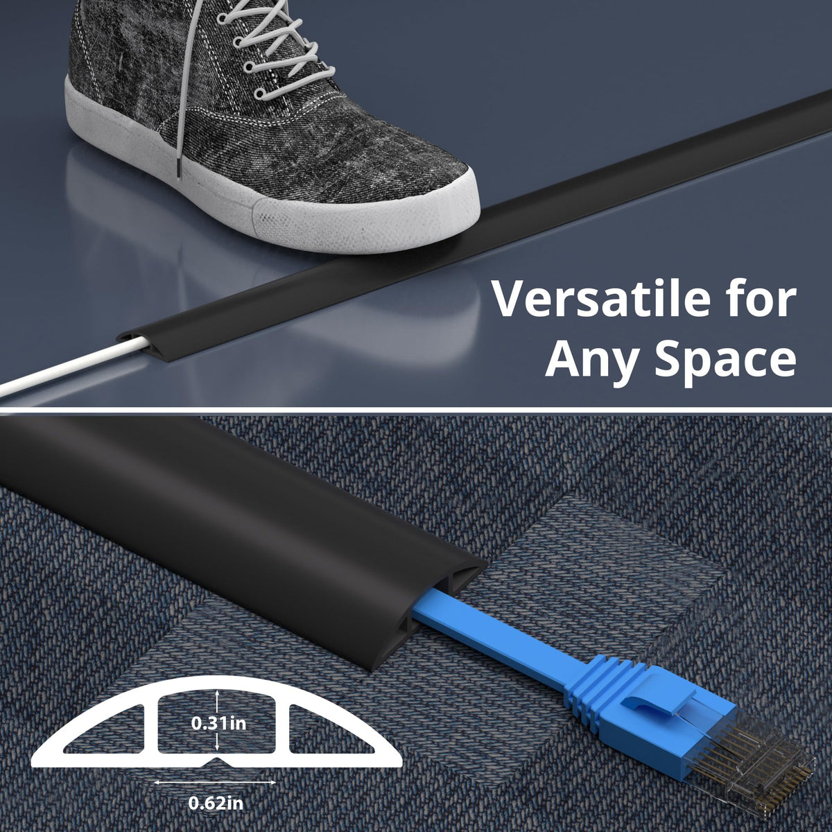 ZhiYo flexible, flat-lying cord cover helps clutter-free living spaces.