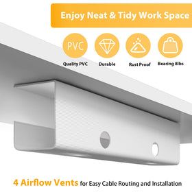 ZhiYo white cable organizer hides power strips neatly.