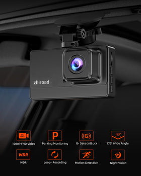 zhiroad 3-inch IPS display playback showing recorded footage for quick review