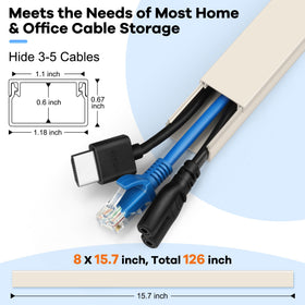 ZhiYo 8-cable raceways organized for clean wall setup