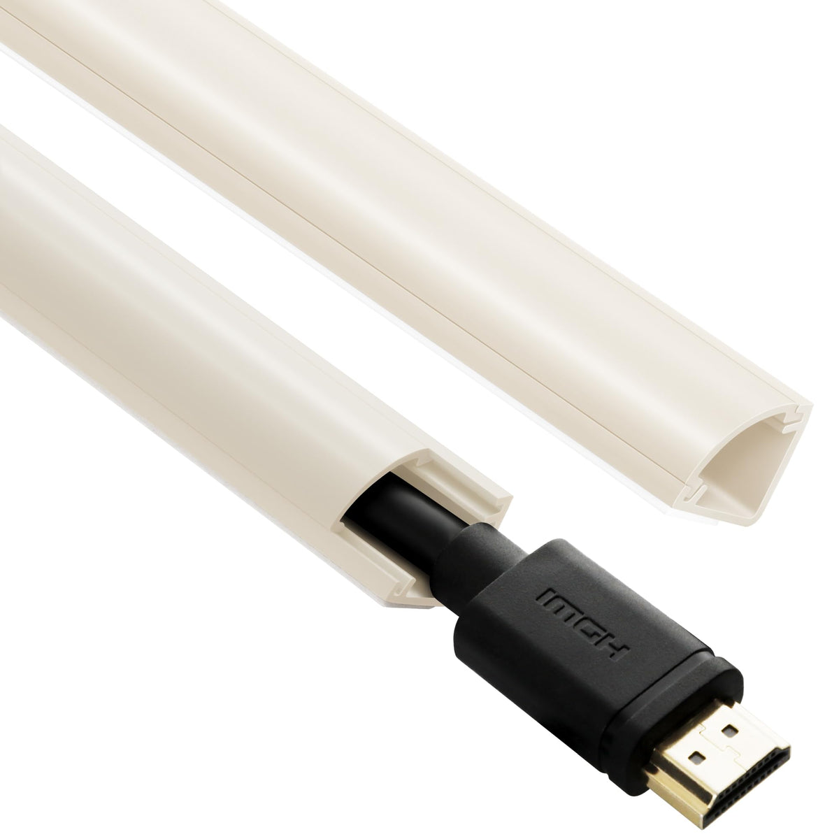 ZhiYo 136in corner cable concealer mounted on wall hides clutter and cables neatly.