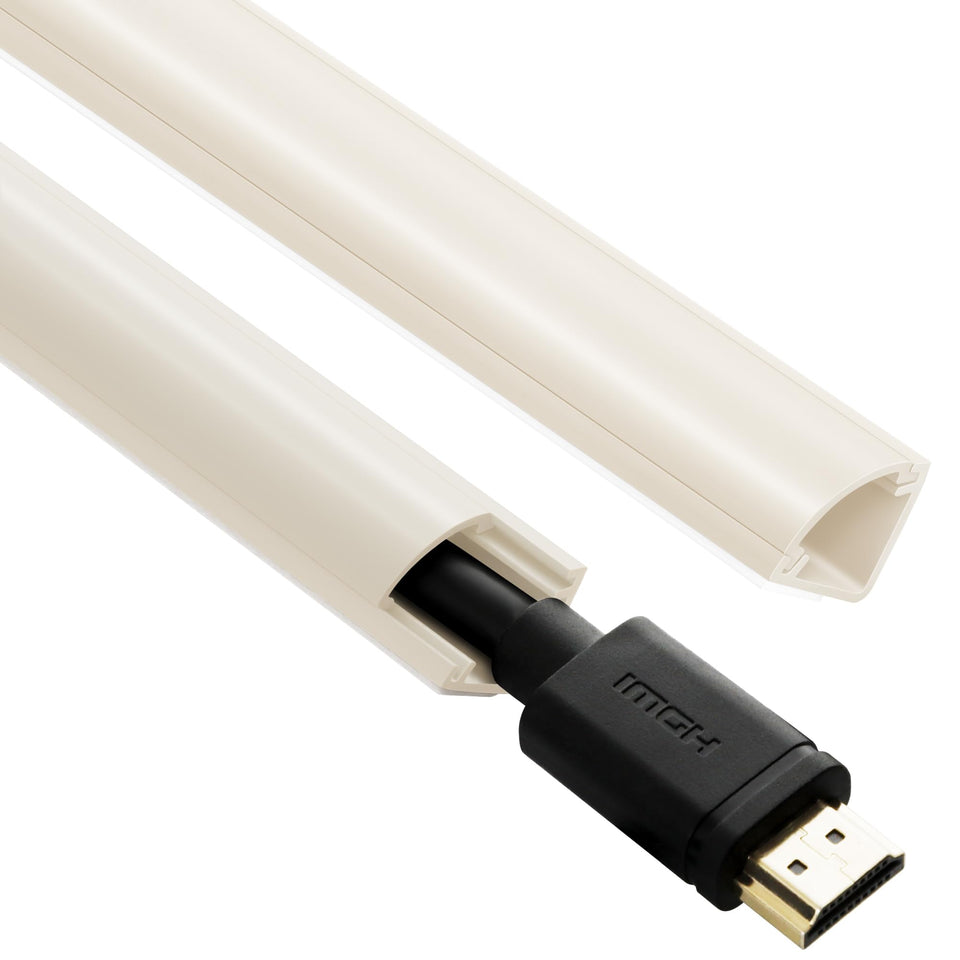 ZhiYo 136in corner cable concealer mounted on wall hides clutter and cables neatly.