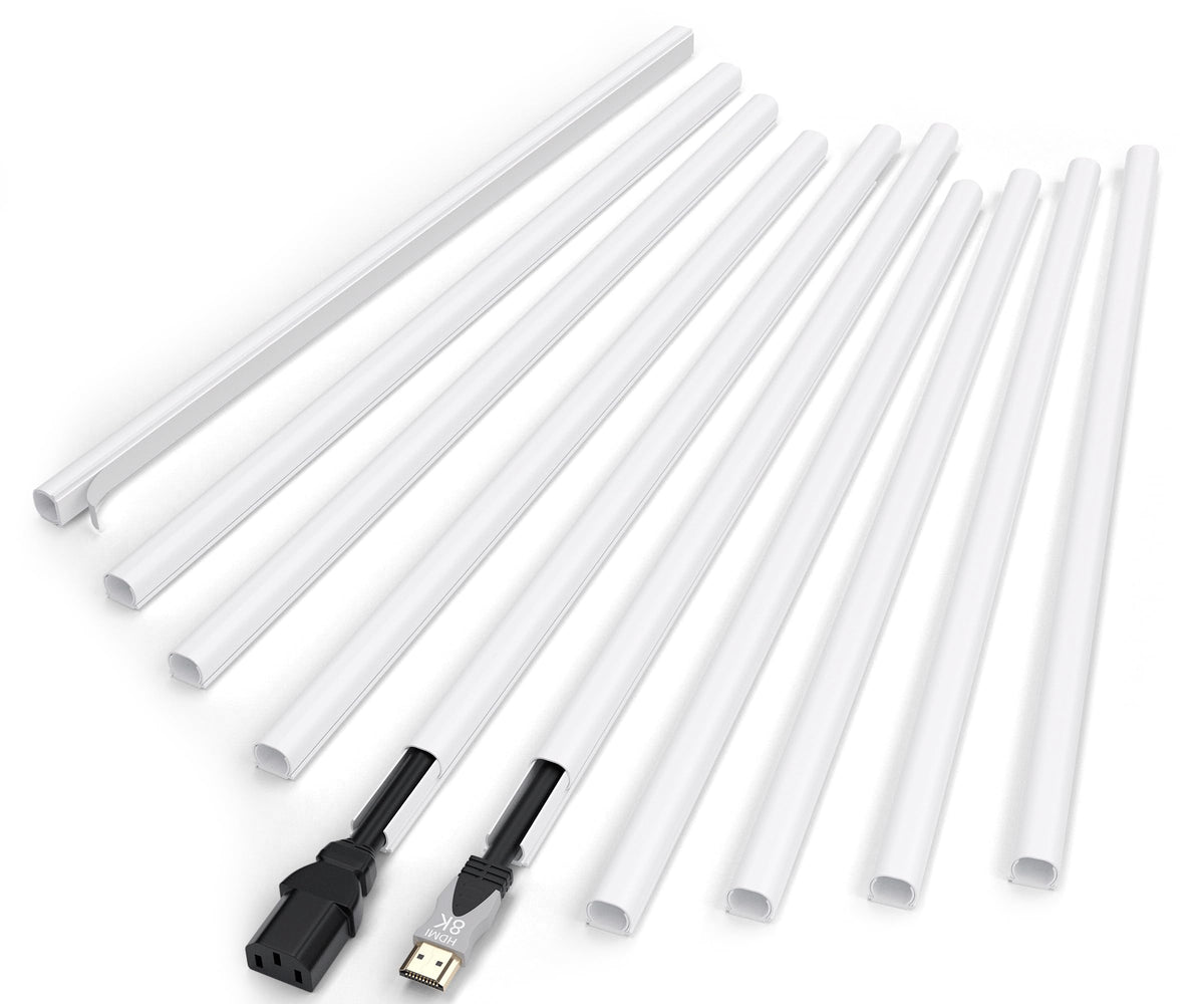ZhiYo 142in cord cover on the wall hides TV cables neatly and safely.