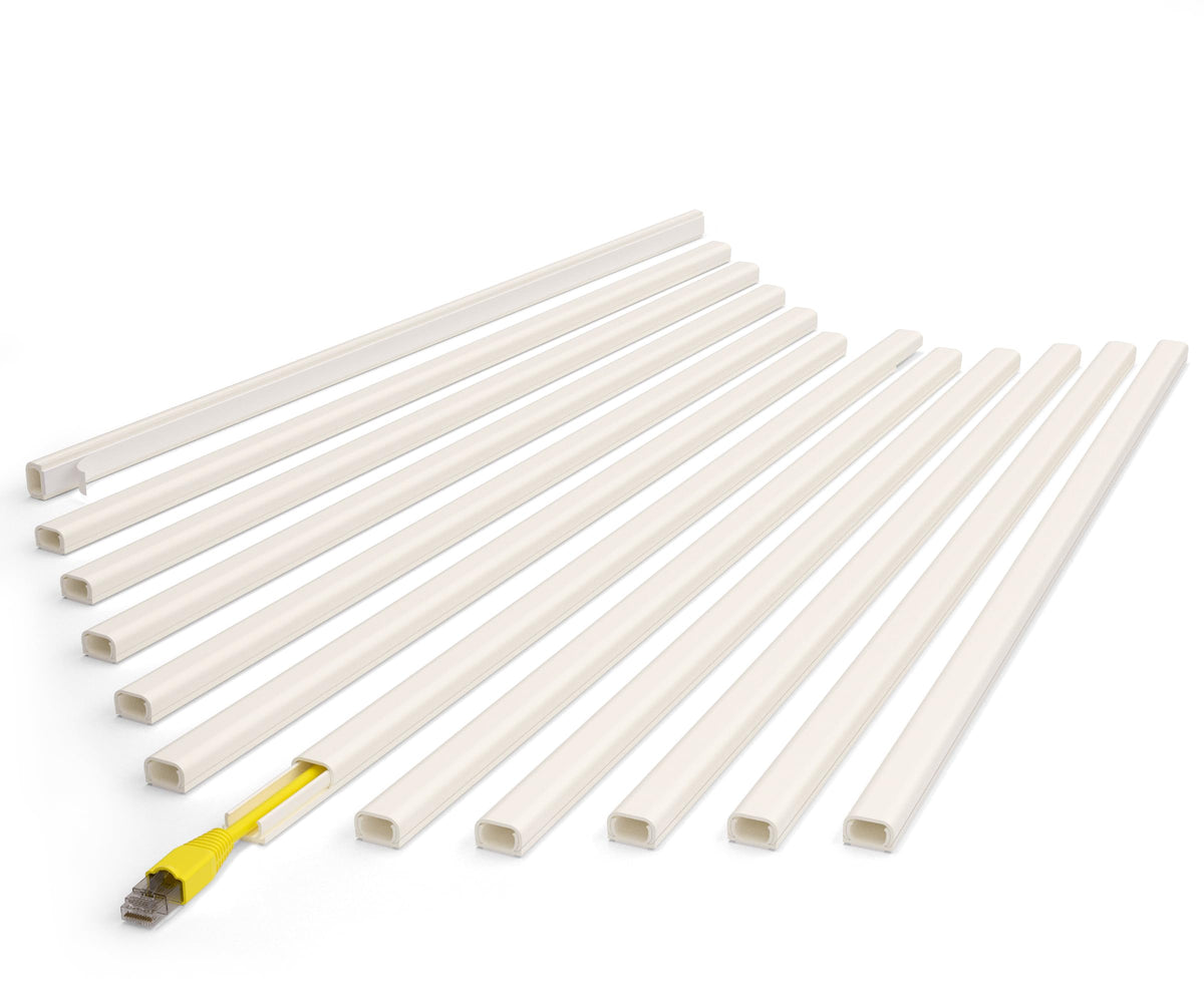 ZhiYo 204in cord cover kit on wall conceals a single slim wire neatly for tidy TV setup.