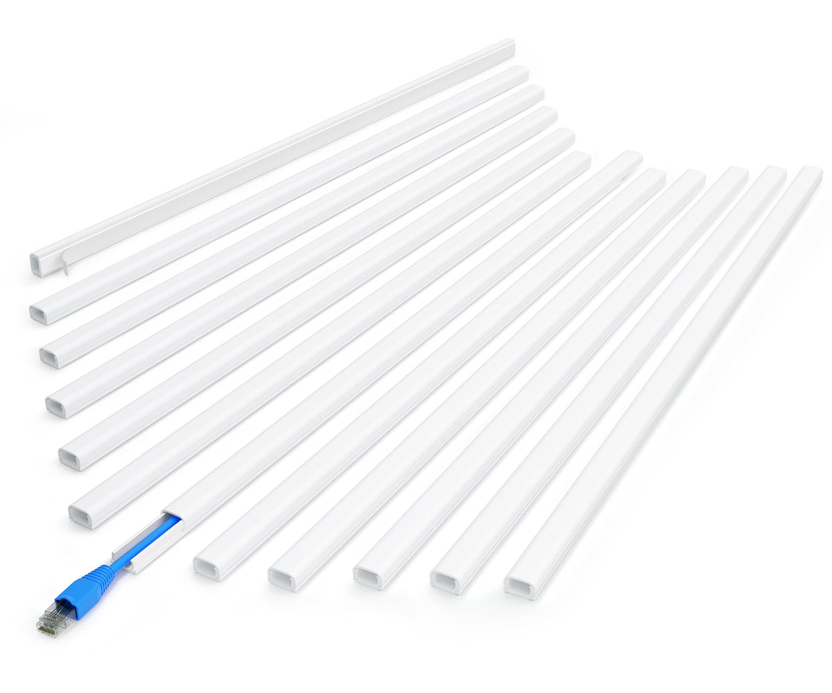 ZhiYo 204in cord covers shown with adhesive for quick wall cable management