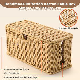 ZhiYo 2Pack cable box on desk conceals power strips and adds decor.