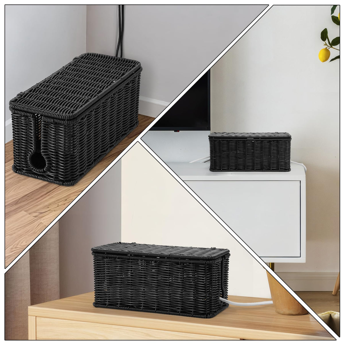 ZhiYo 2Pack large cable box with 270° lid opens for easy access to outlets.