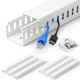 ZhiYo 99in open-slot cable raceway kit keeps under-desk wiring neat