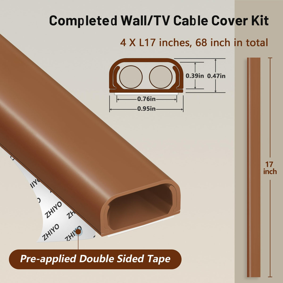 ZhiYo adhesive base installation for quick wall-safe wire concealment