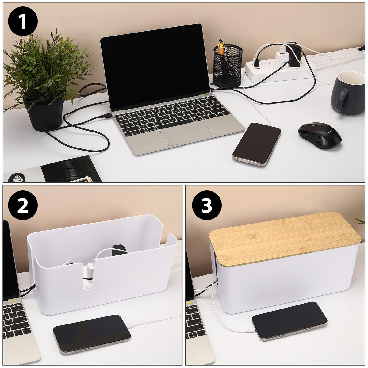 Dimensions 13.1 x 5.6 x 5.6 inches for fitting power strips