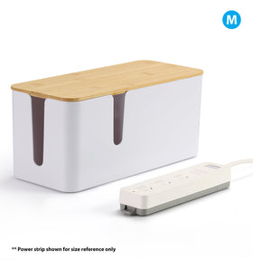 ZhiYo Bamboo Lid Cord Organizer Box lid-closed look suggests child-safe storage.