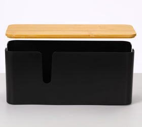 Under-desk setup with ZhiYo box keeping wires hidden