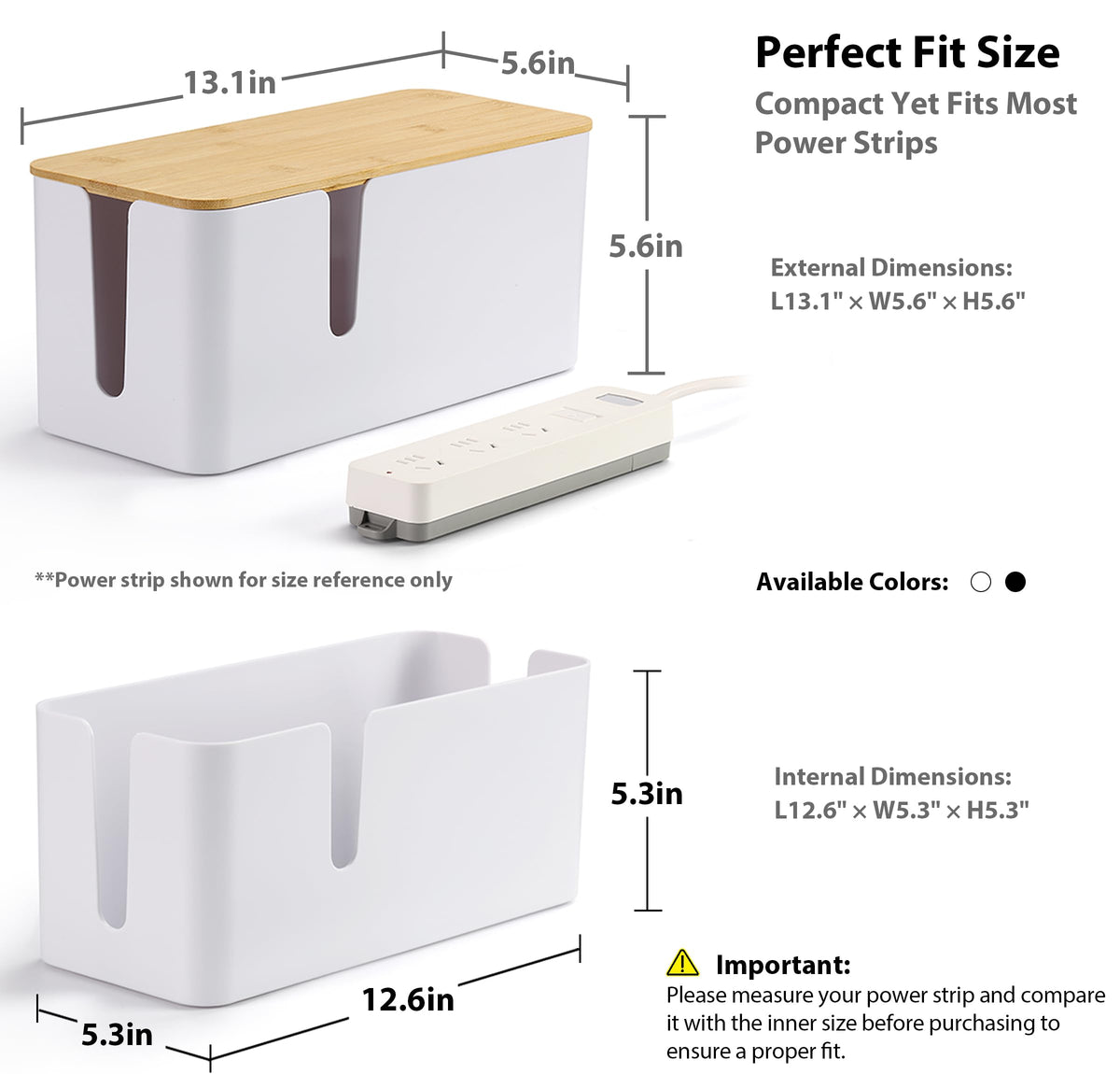 ZhiYo Bamboo Lid Cord Organizer Box wood cover closeup shows durable ABS.