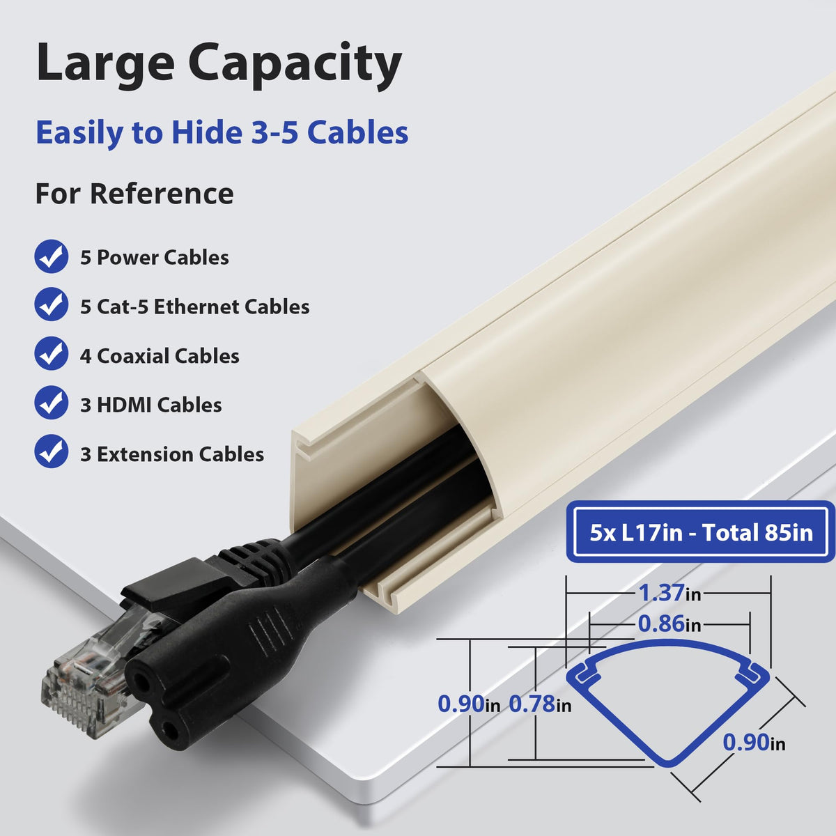 Close-up of ZhiYo beige corner cord hider showing paintable surface