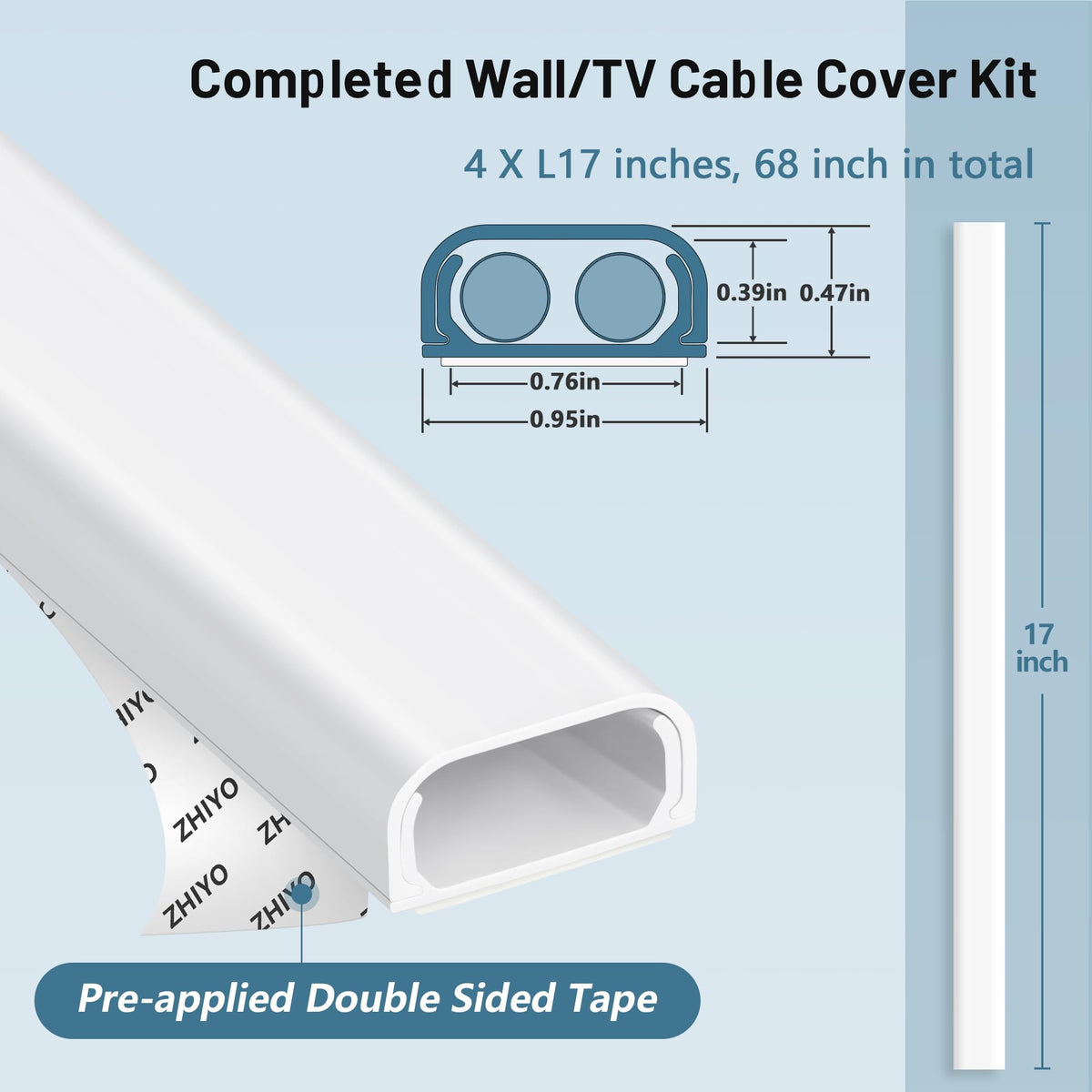 ZhiYo black cable raceway is cut-to-fit and paintable to match any room.
