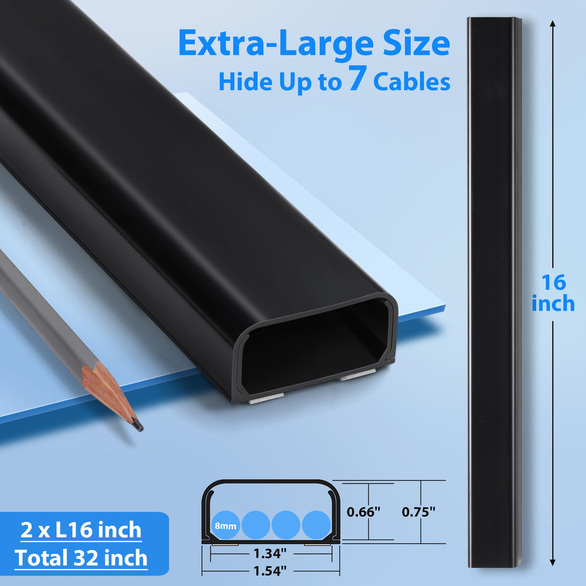 ZhiYo black cable raceway showing tidy interior cavity for multiple cables