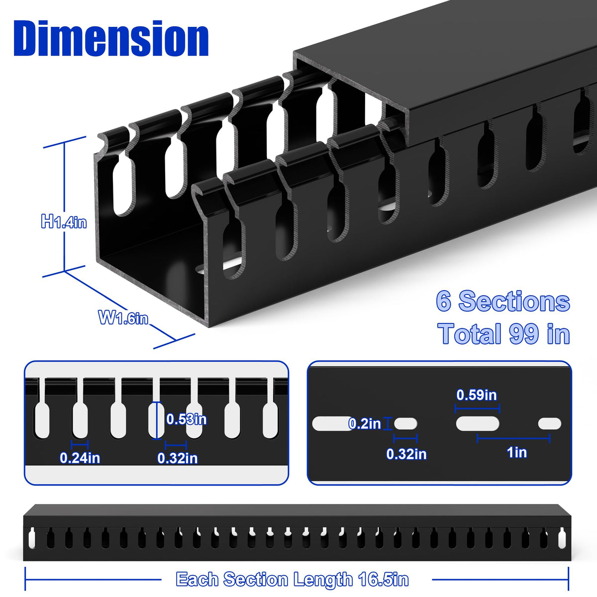 ZhiYo cable channel with bottom mounting holes for flexible installation.