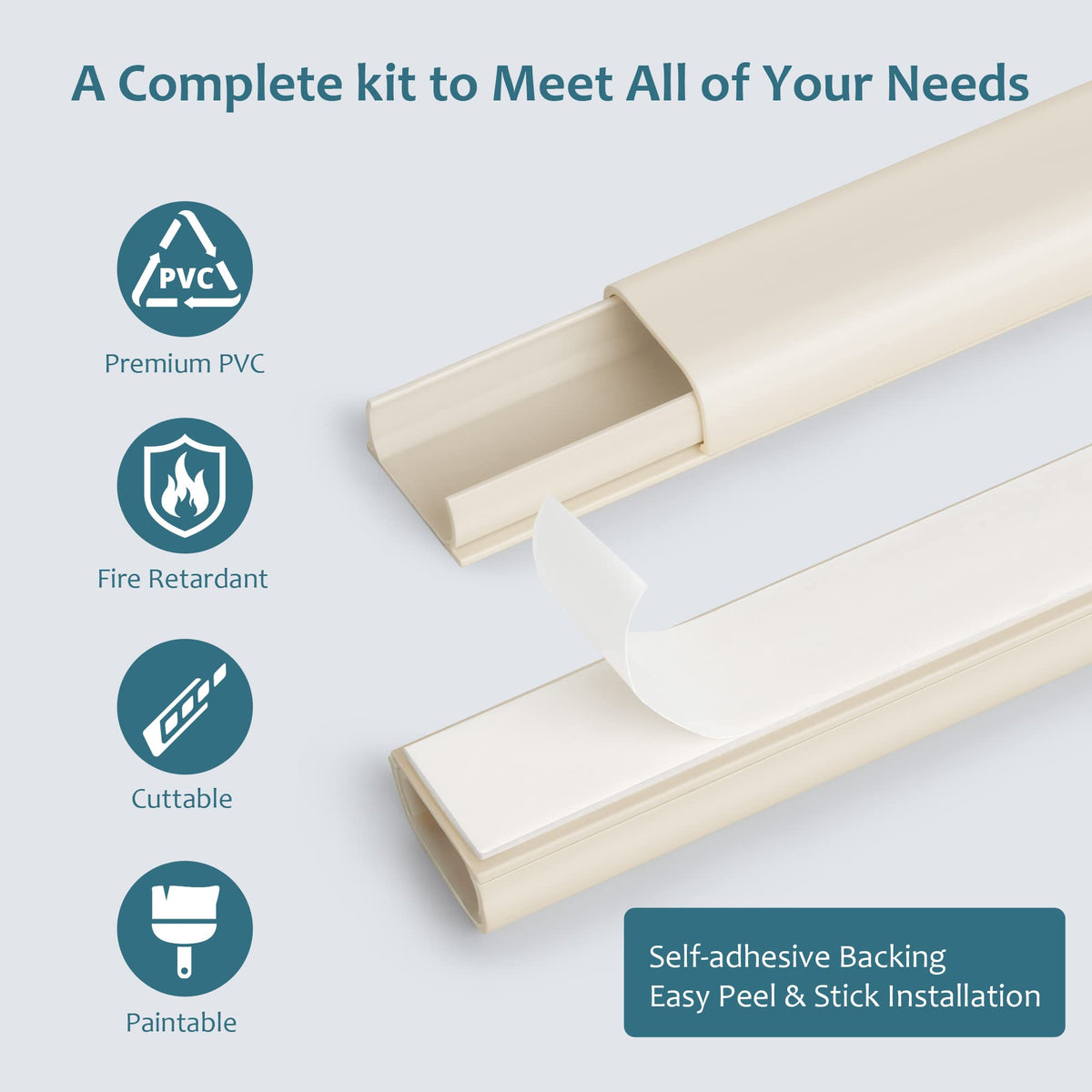ZhiYo Cable Hider Kit adhesive-base installation avoids wall damage and screws.