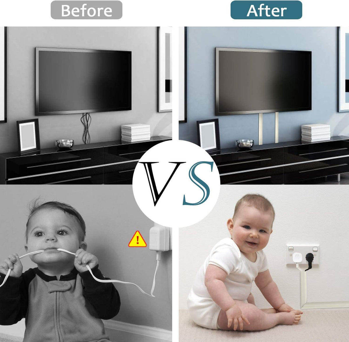 ZhiYo Cable Hider Kit sleek design complements wall-mounted TVs and modern interiors.