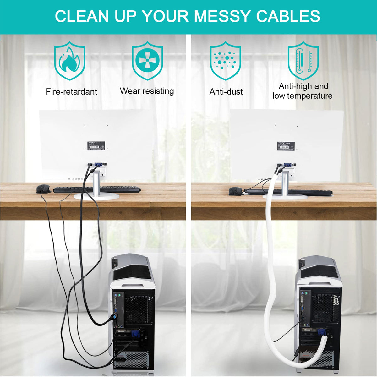 ZhiYo cable sleeve cut-to-size demonstrates easy length customization.