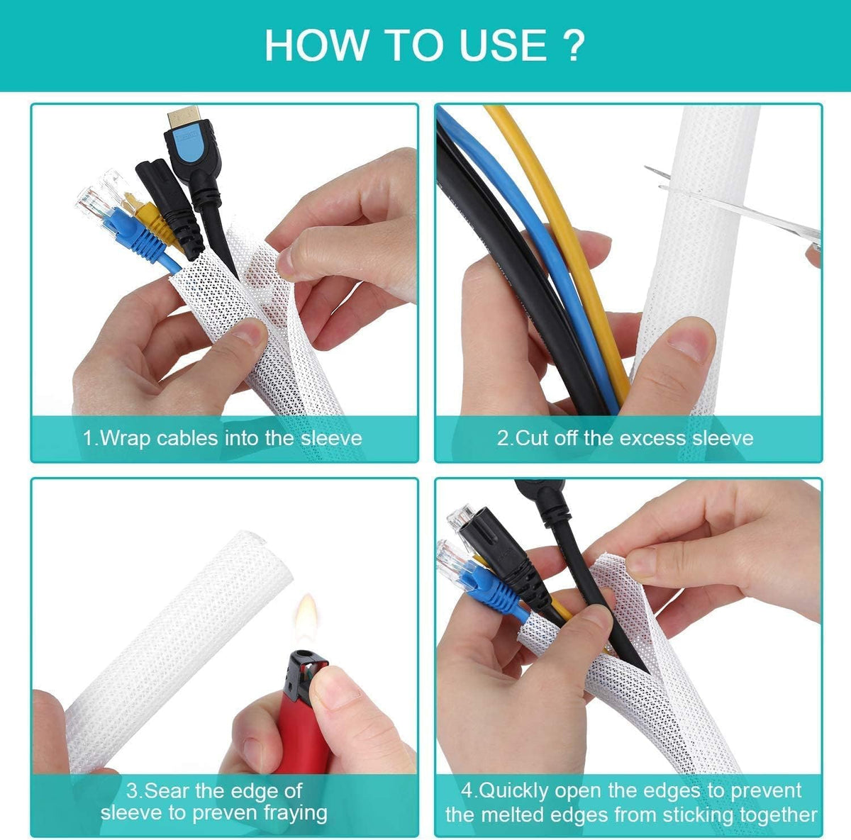 ZhiYo grey cable sleeve guards wires from pet chewing and wear.