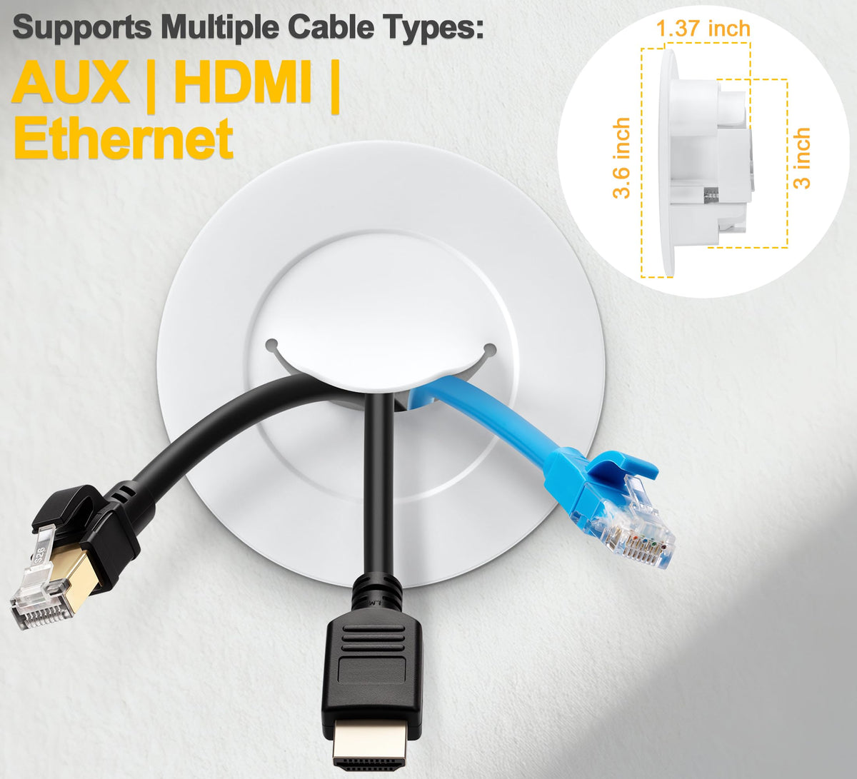ZhiYo pass-through with power and HDMI cables neatly concealed