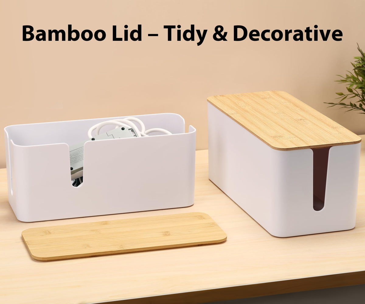 ZhiYo Bamboo Lid Cord Box bottom-vent angle promotes airflow and durability.