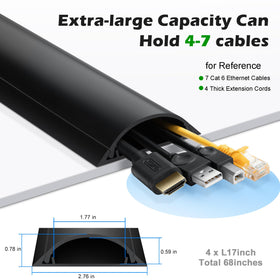 ZhiYo cord cover floor 68in lid demonstrates easy access to cables.