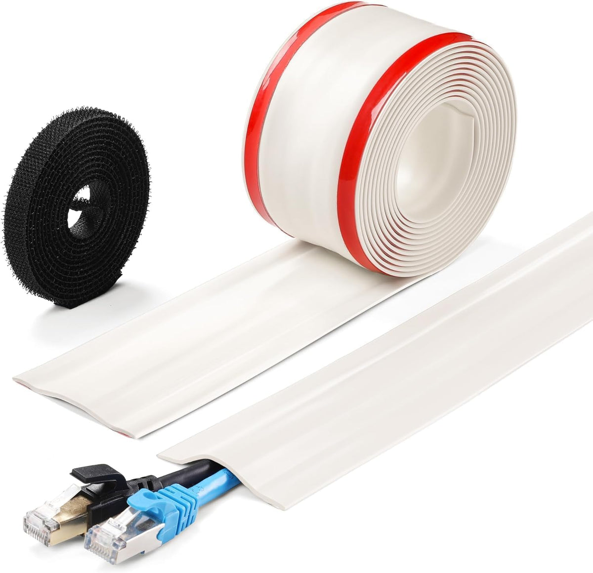 ZhiYo cord cover with adhesive back for floor use, simple cable management.