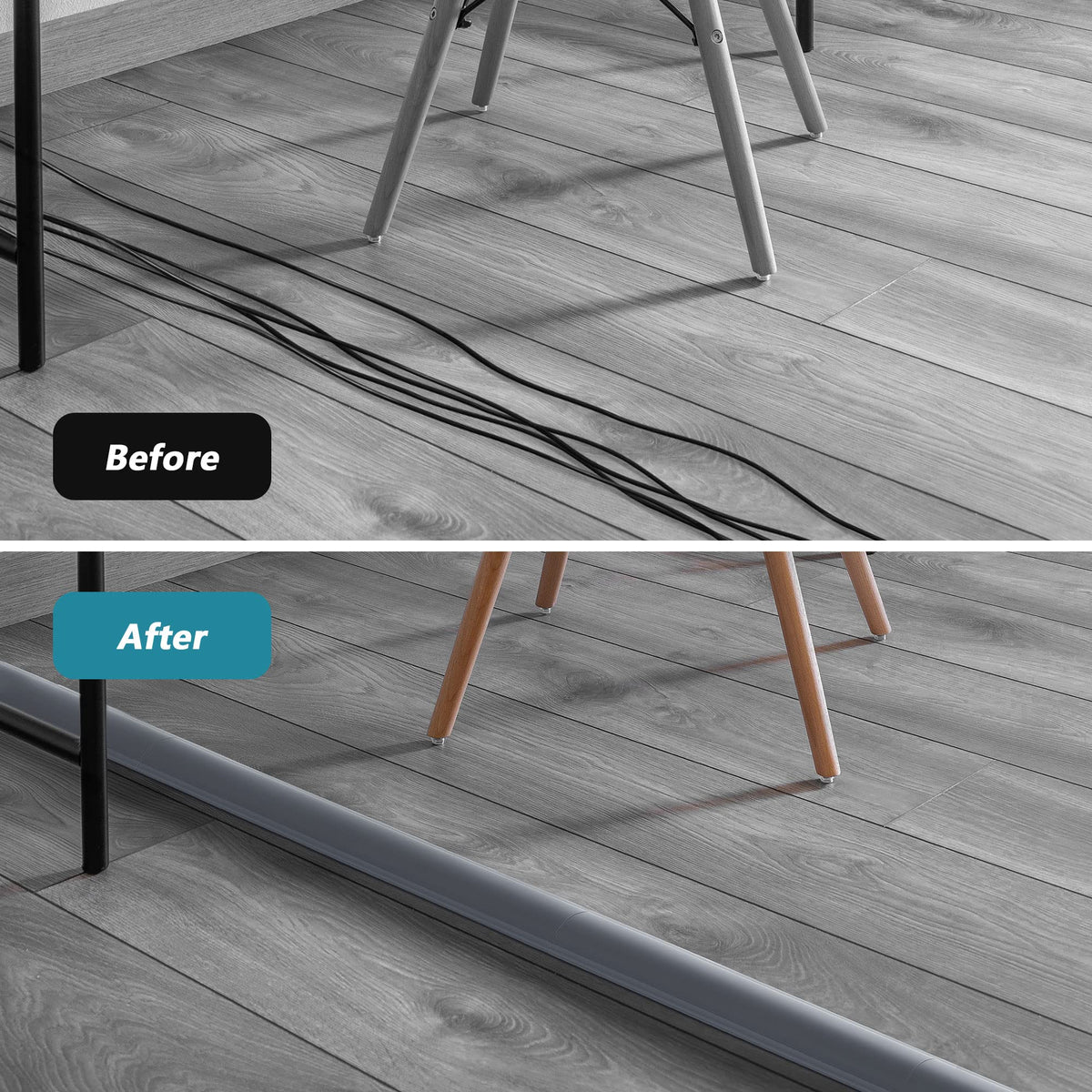 ZhiYo Cord Cover Floor adhesive-tape example shows easy, secure installation.