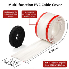 ZhiYo cord cover low-profile 0.06 inch thickness concealing 1–2 cables on carpet.