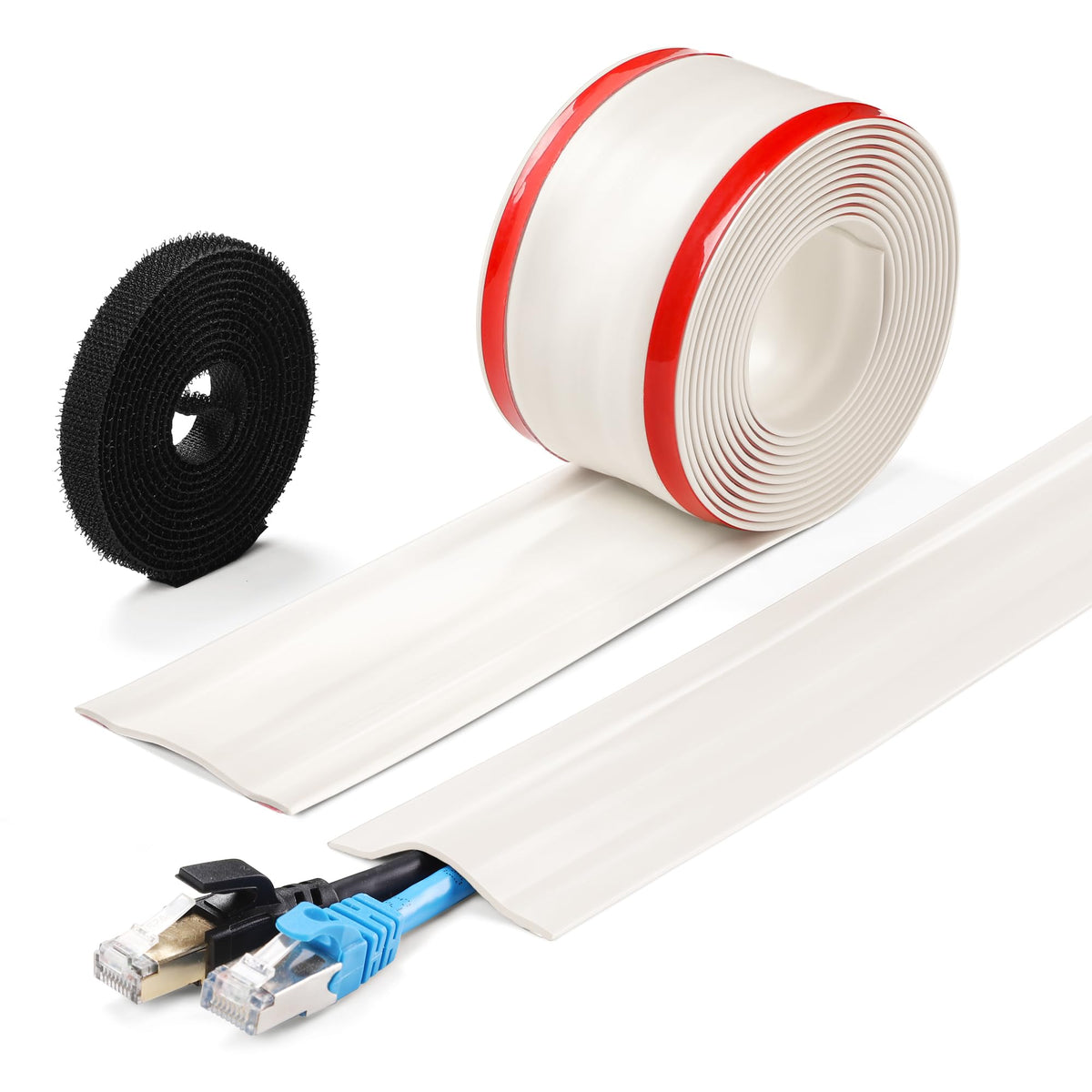 ZhiYo cord cover floor with self-adhesive backing for tidy wires on smooth surfaces.