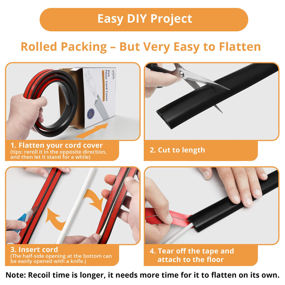 Back of ZhiYo cord cover with half-sealed edge to prevent deformation.