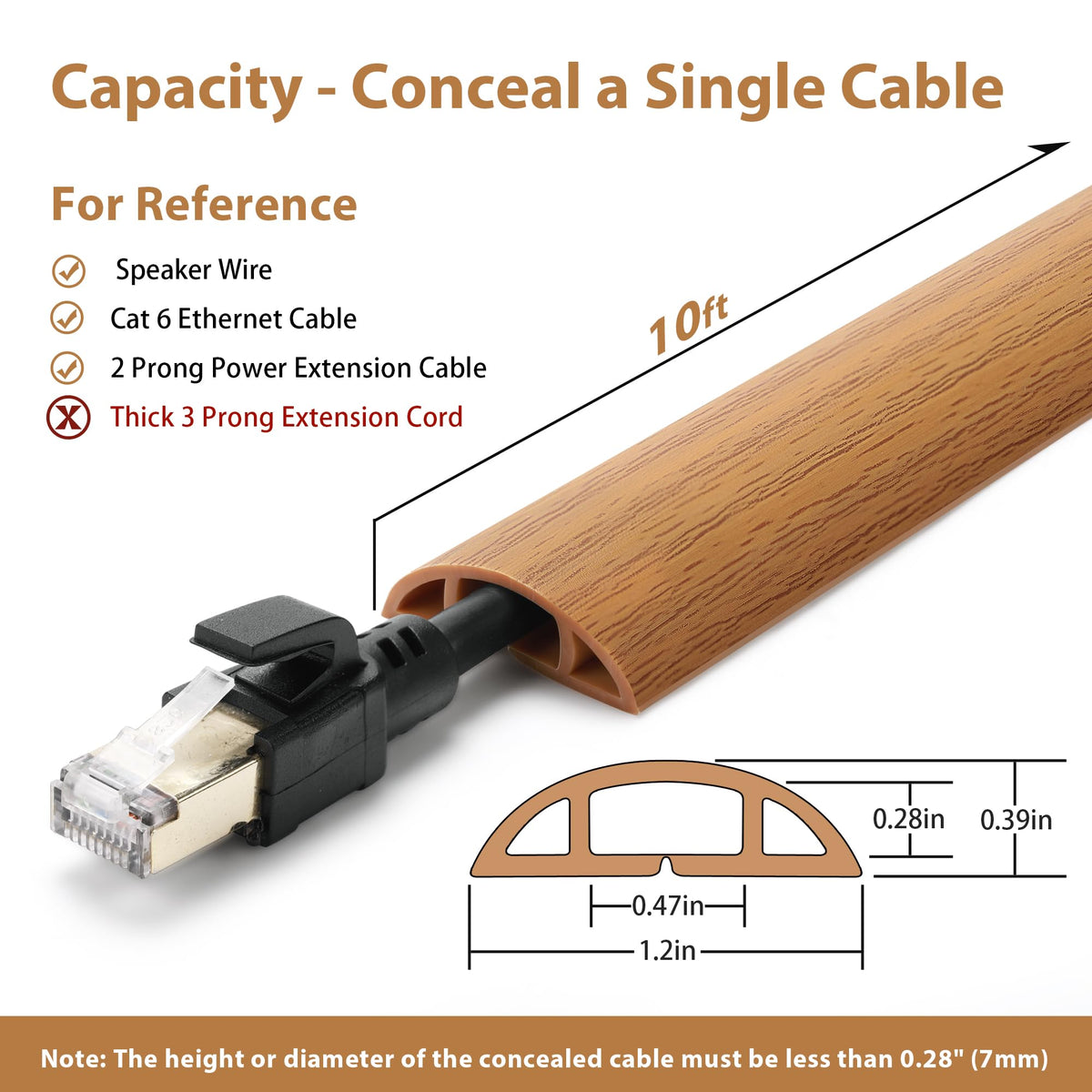 ZhiYo cord hider focused on a single cable for neat, hidden wiring.