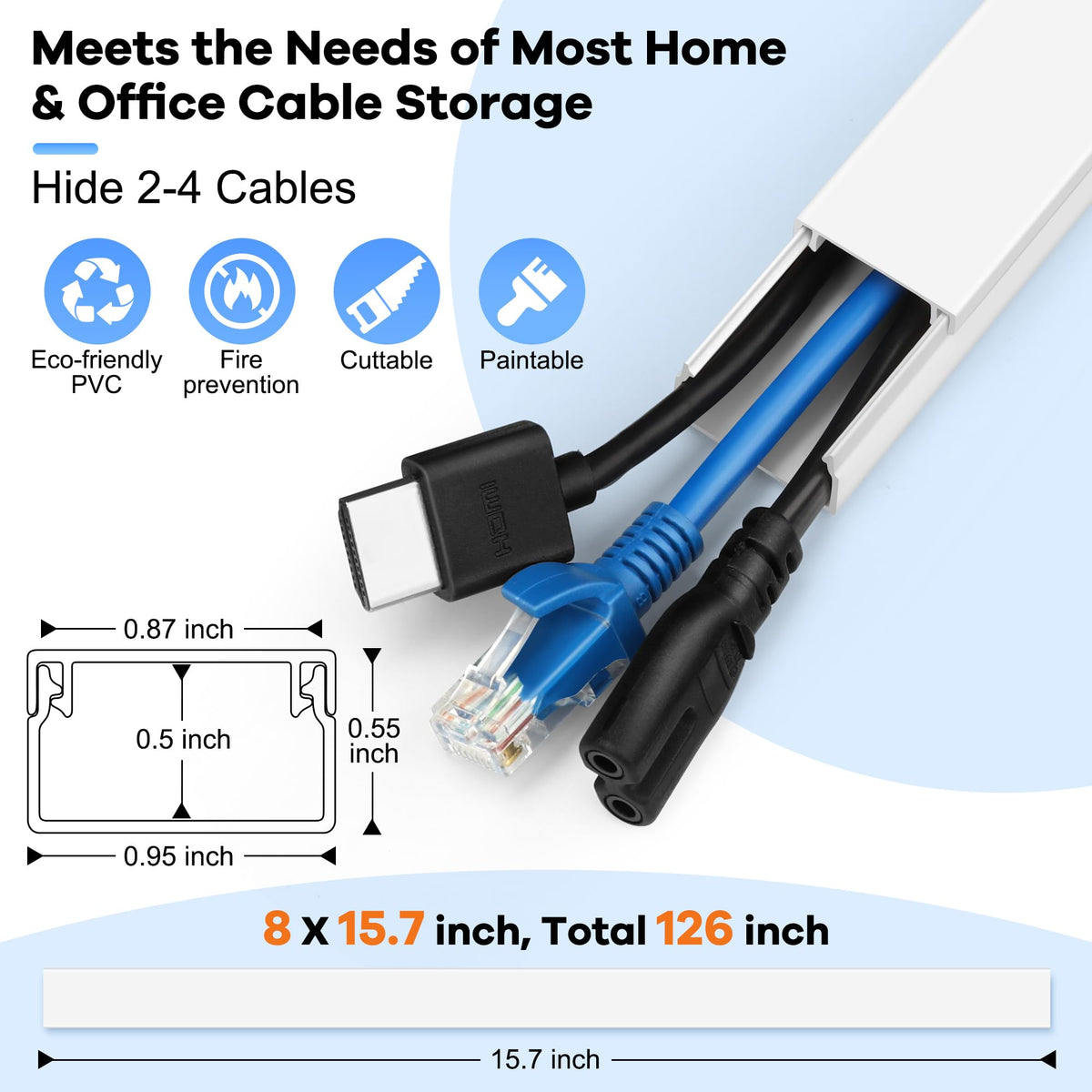ZhiYo cord hider kit mounted on wall without drilling for a clean TV setup