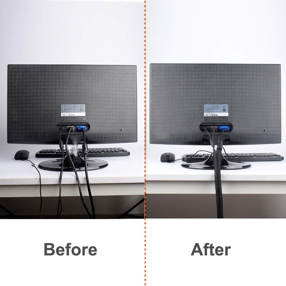 ZhiYo braided loom is cut-to-length for a custom fit on power and HDMI wires.