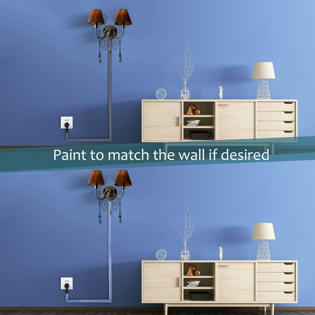ZhiYo cuttable and paintable cord track fits any wall length
