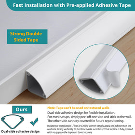 ZhiYo five-section white corner duct hides multiple cables neatly.