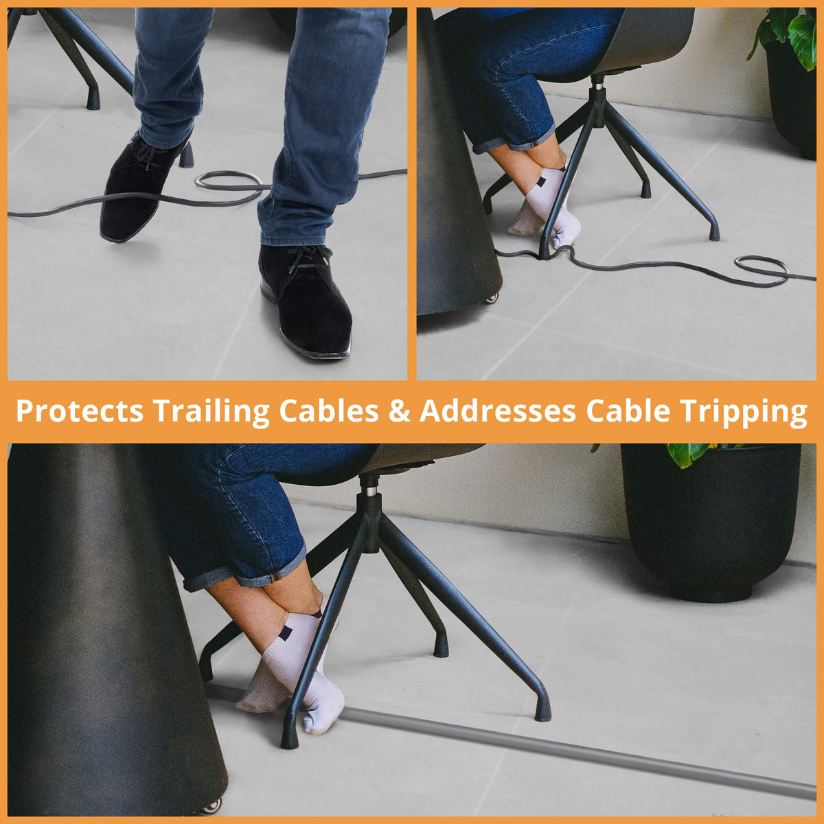 ZhiYo flexible PVC cord protector lays flat for a neat workspace.