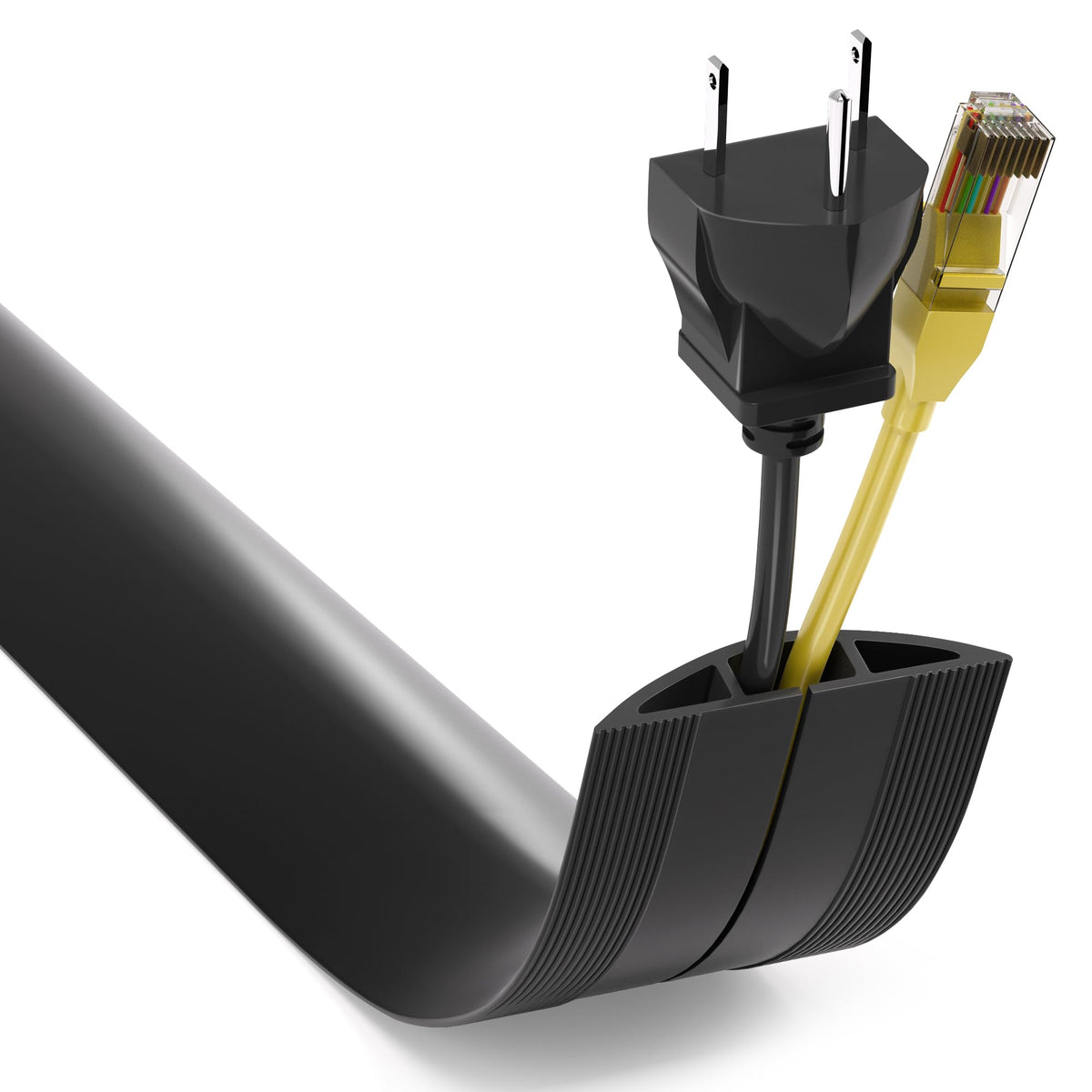 ZhiYo floor cord cover on the floor hides cables and reduces tripping hazards.