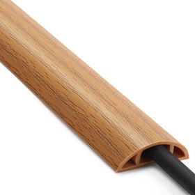 ZhiYo floor cord cover in yellow oak wood blends with warm floors and conceals a single cable.