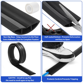 ZhiYo Floor Cord Cover - inner-channel stores cables neatly.
