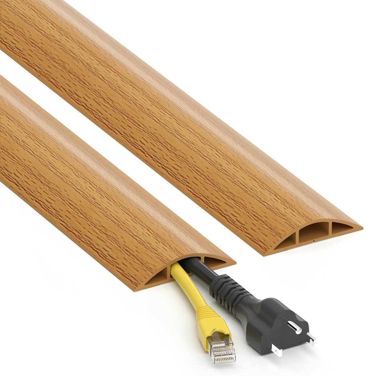 ZhiYo floor cord cover 4ft in yellow oak hides cables for a clean, safe floor.