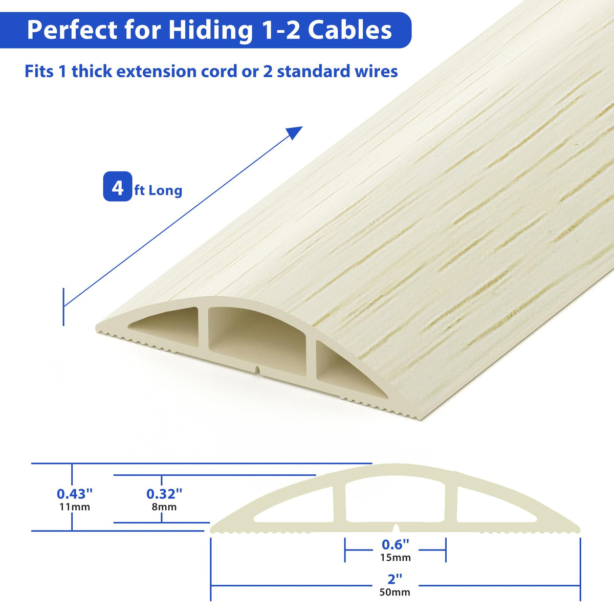 ZhiYo floor cord cover back opening enables easy cable insertion.
