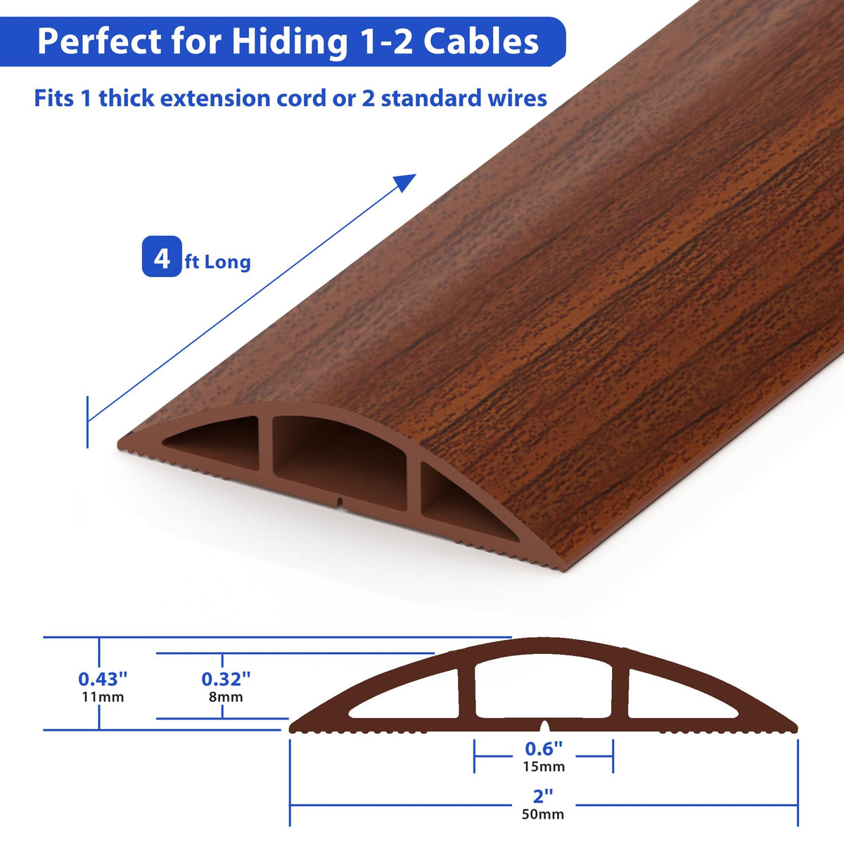 ZhiYo floor cord cover back view showing easy access and back opening.