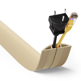 ZhiYo floor cord hider ivory on floor conceals cables for a tidy space.