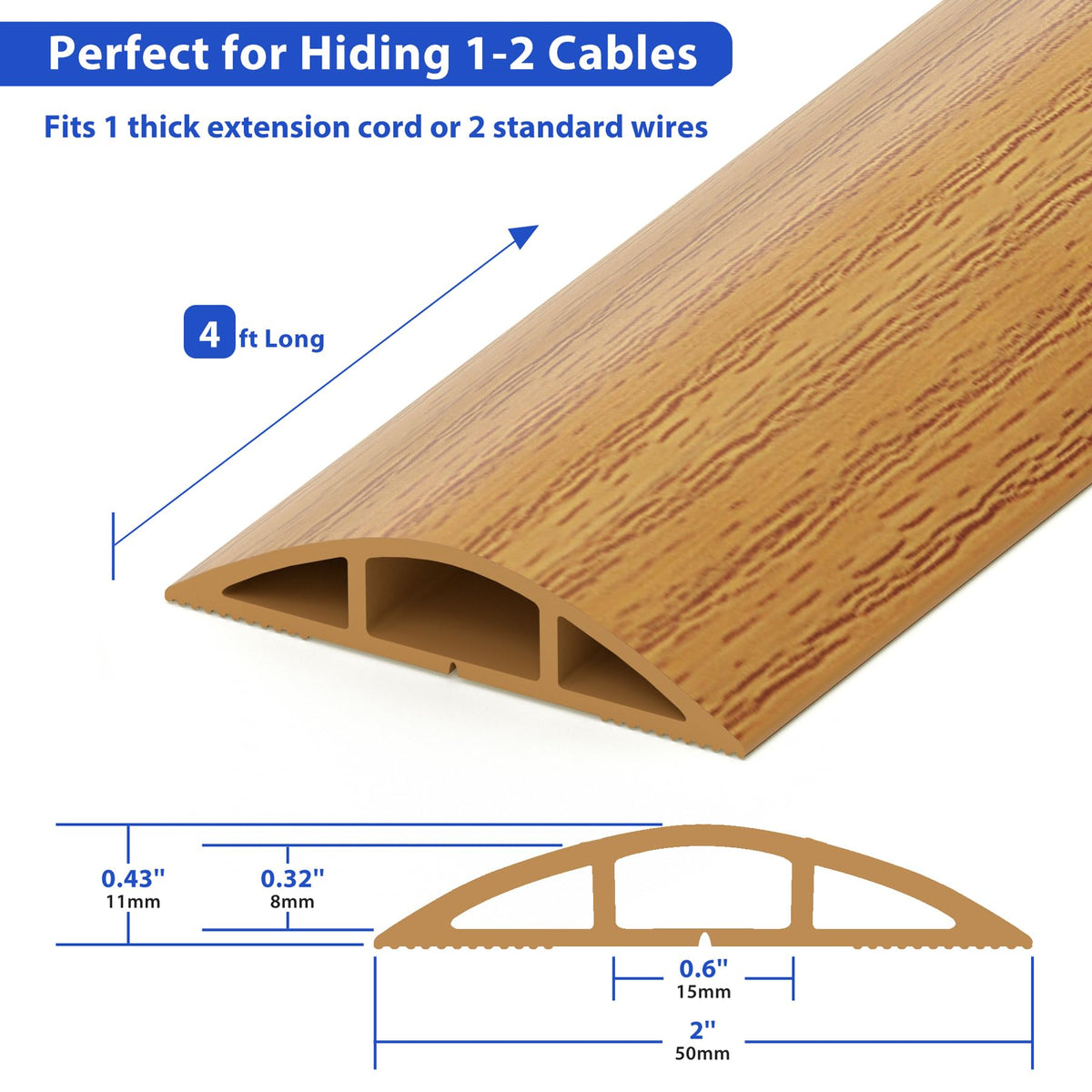ZhiYo non-slip floor cord hider base keeps cords flat and secure underfoot.