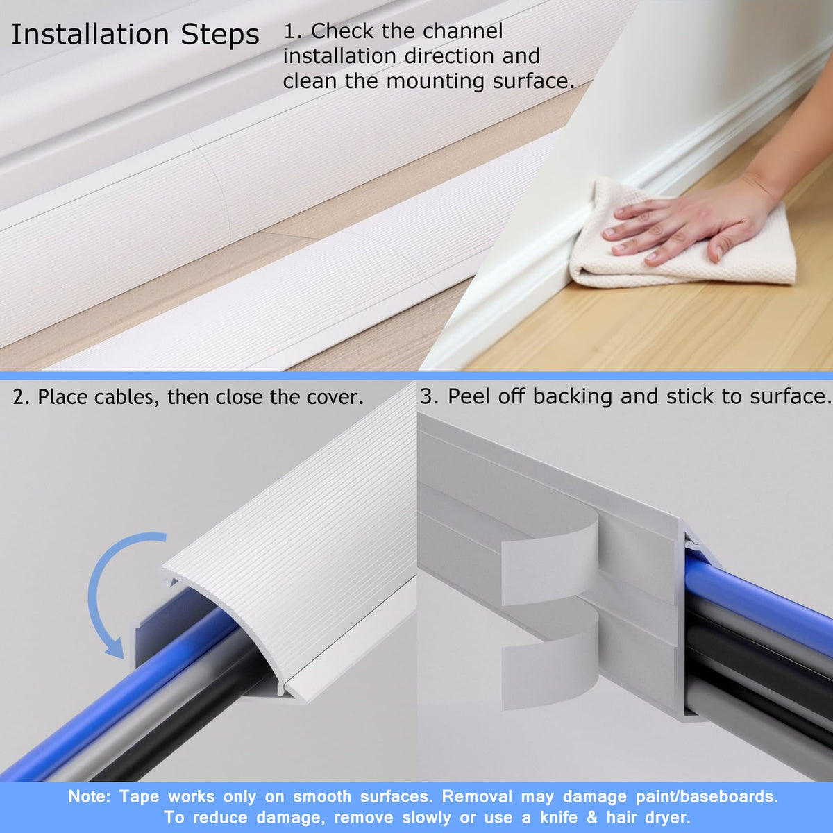 ZhiYo pre-applied foam adhesive on each channel for fast mounting.