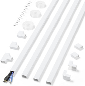 ZhiYo front packaging showing complete cord cover kit and contents for tidy cables